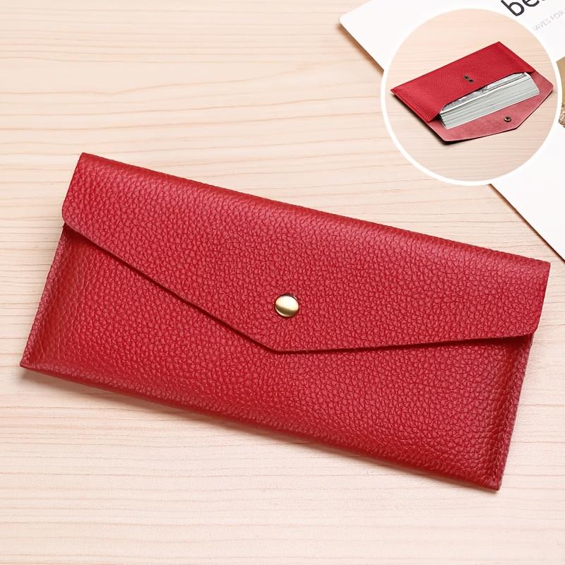 

Где s Длинный кошелек Большой вместимости Сумка для хранения наличных Нишевый Высокоценный Кошелек для монет Натуральная кожа Мягкий Конверт Органайзер Натуральная коровья кожа красный