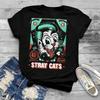 Vtg STRAY CATS Band Kurzarm Baumwolle Schwarz Volle Größe Unisex Shirt MM1149 Unisex T-Shirt