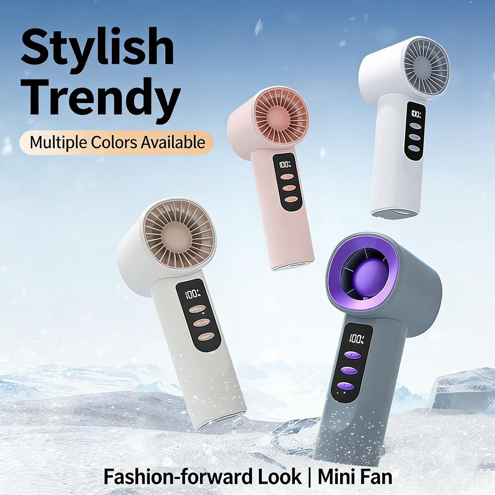 Outdoor Camping Handheld Fan 2000mAh 100 Speed Mini Fan Portable USB Rechargeable Fan Mini Air Conditioner Air Cooler