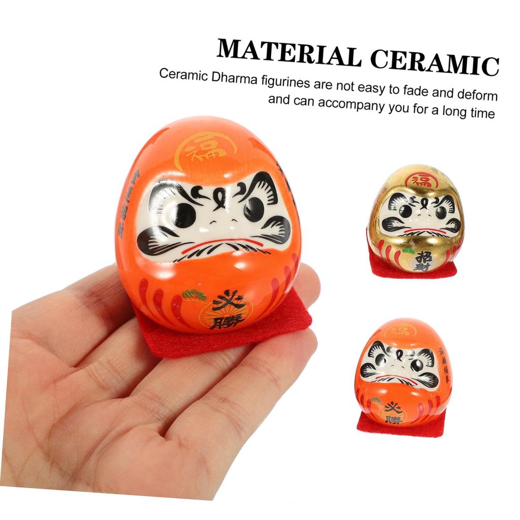 YARDWE Japanese Ceramic Daruma Egg Lucky Decorations for Car and Home Exquisite Traditional Crafts for Wealth and Set of 5 Figurines, Decor, Design,