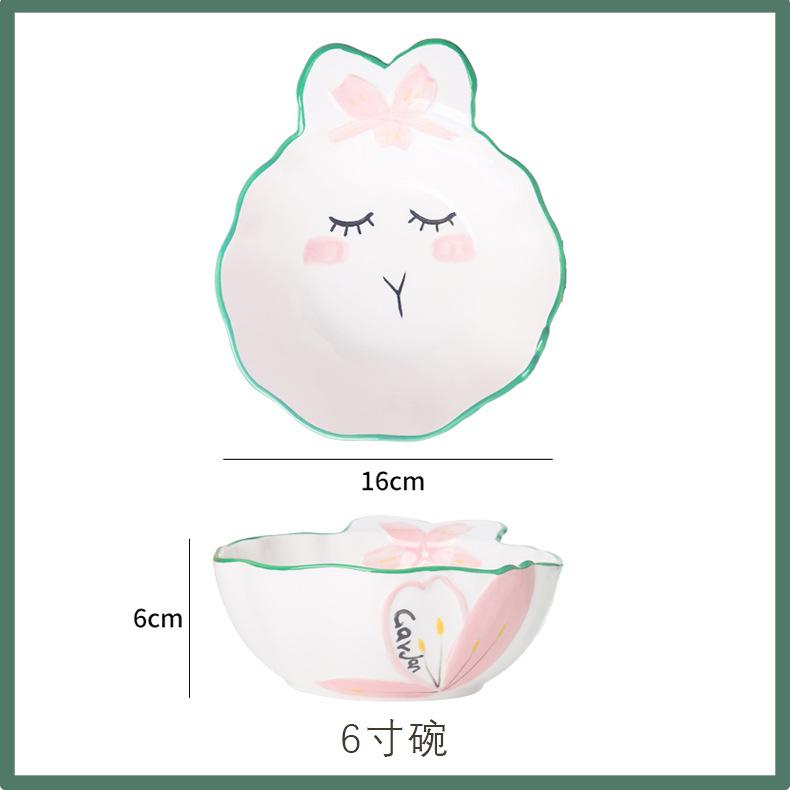 Creative cute cartoon ceramic tableware plate hand-painted ceramic bowl plate plate  set household tableware
