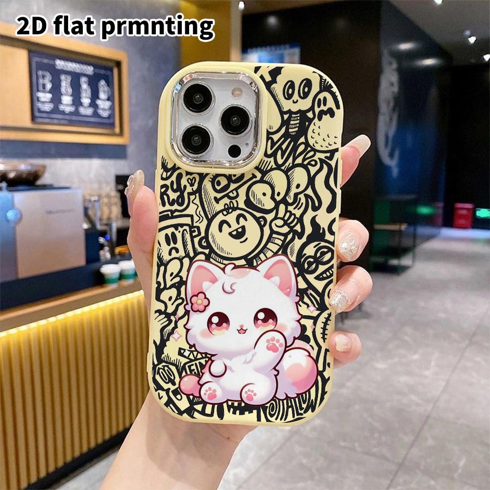 Phone Case: 2D Flat Design Suitable for iPhone 18 17 16 15 14 13 Pro Protective Case, Couple Style, Cute Kitten, Christmas and Halloween Gift
