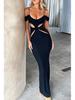 2024 European & American Sexy Spaghetti Strap Hollow-Out Bodycon Dress with Irregular Slit