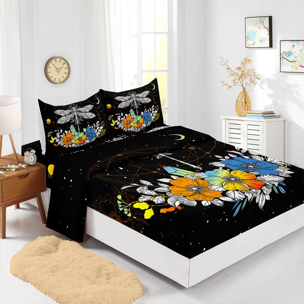 Mattress Sheet 3D Printed Skull Halloween Four-Piece Mattress Protective Cover Bedding Batch