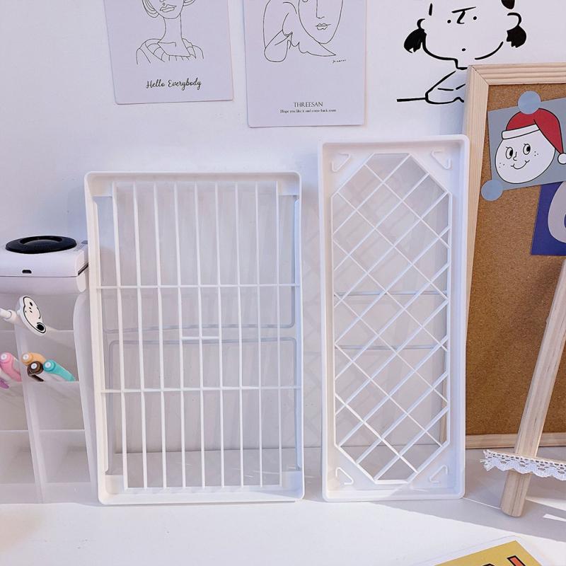 Folding Brief Desktop Storage Rack Accessories Organizer Plastic Shelf Holder