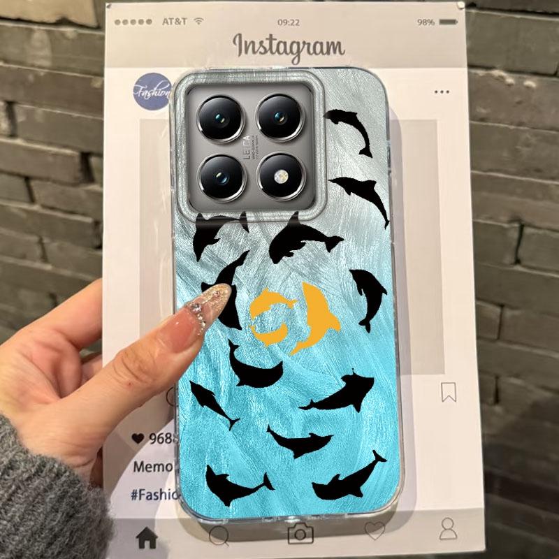 

Cute Animal Cartoon Cat Dolphin Girls Women Phone Case For Xiaomi 14T 13T Pro 14Tpro 11 Lite 5G NE Shockproof Fundas Cover Xiaomi 13T білий