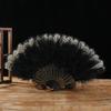 Eleganter Federfächer mit Spitze für Damen 1920er Jahre Vintage-Stile Flapper Faltbarer Handfächer zum Halten für Cosplay-Partys Event