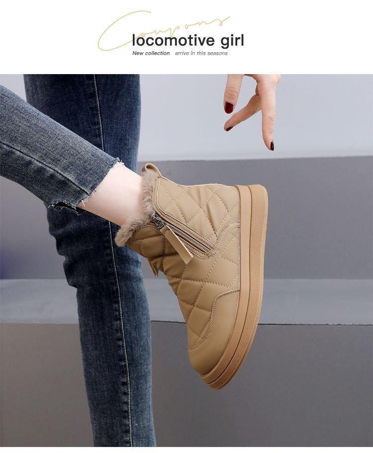 Damen Schneestiefel mit Fleece-Futter - Dicke Sohle, Weich, Bequem, Knöchelhohe Stiefel 2025