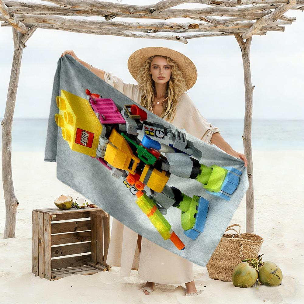 Lego Bricks Beach Towel Super Soft Absorbent Comfortable Lightweight