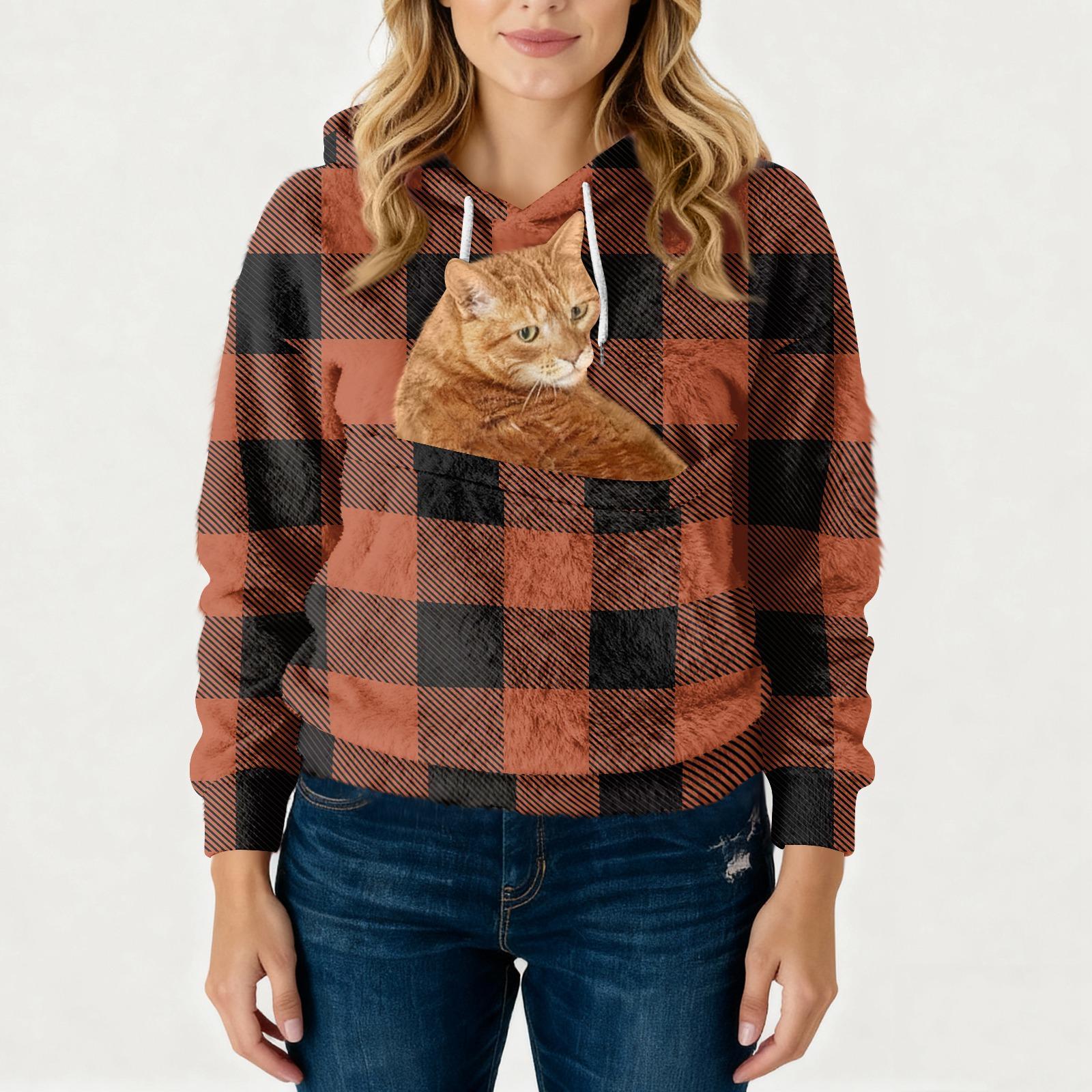 

Женская модная повседневная толстовка с капюшоном, на флисовой подкладке, с длинным рукавом, карманом и принтом L оранжевый