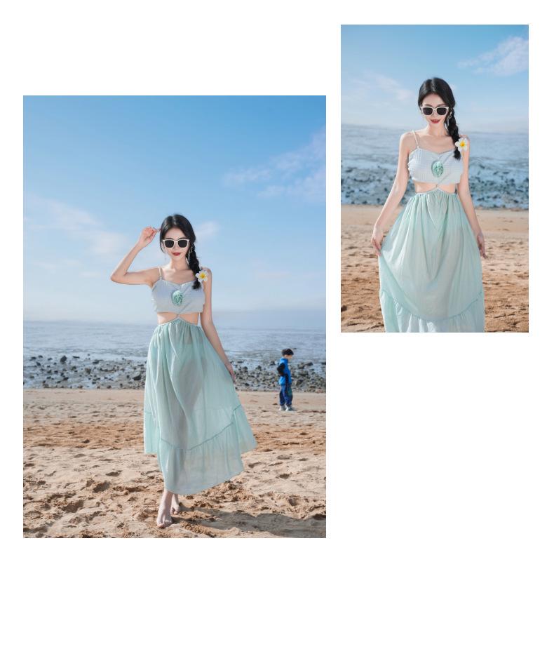 Bohemian Island Hot Spring Resort Women's Thai-Style Bikini with Versatile Long Skirt