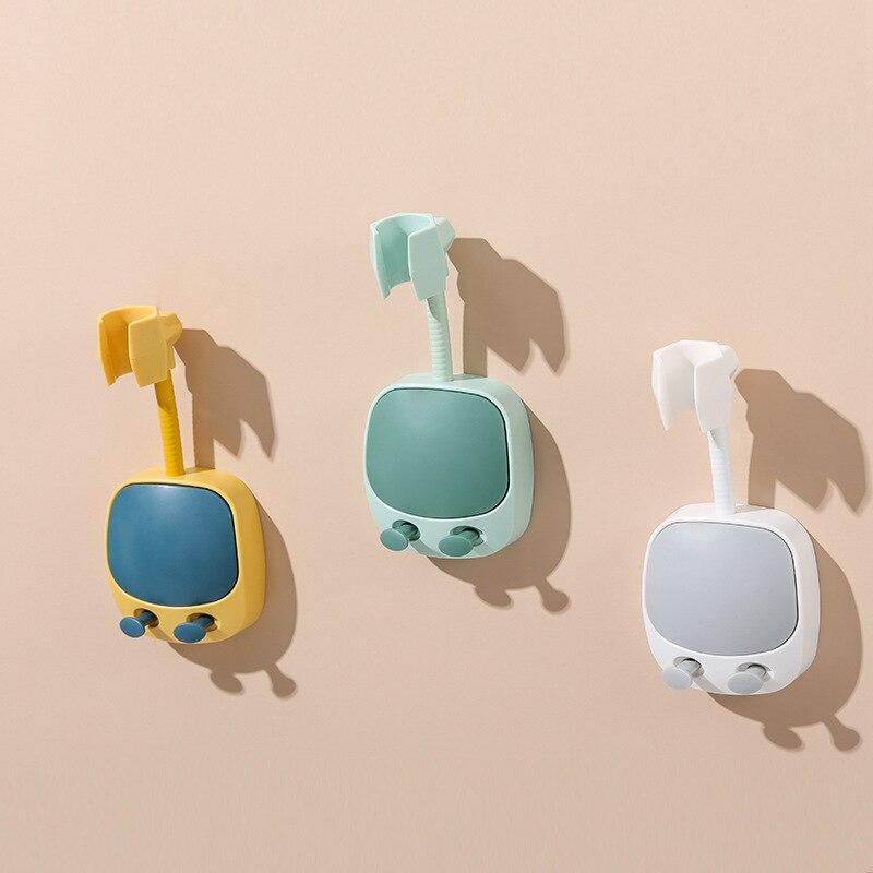 360° Duschkopfhalter, verstellbare selbstklebende Duschkopfhalterung, Wandhalterung mit 2 Haken, Ständer, SPA, Badezimmer, universelles ABS