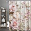 Pink Rose Floral Pearl Shower Curtain, Bathroom Decorative Shower Curtain, Waterproof Shower Curtain with Hooks