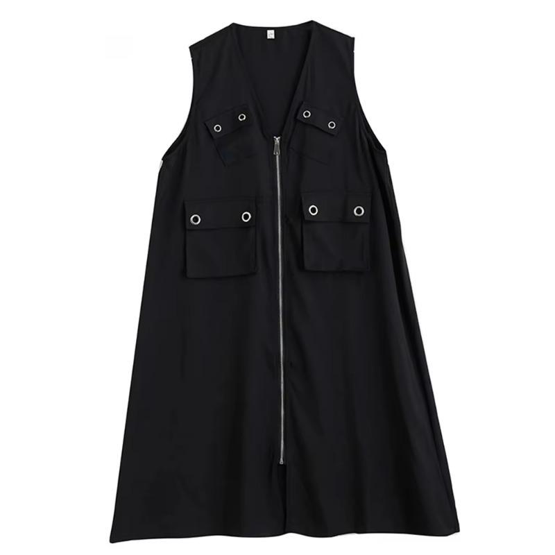 

XITAO Sleeveless V-neck Zipper Dress ZMY1328 One Size чёрный