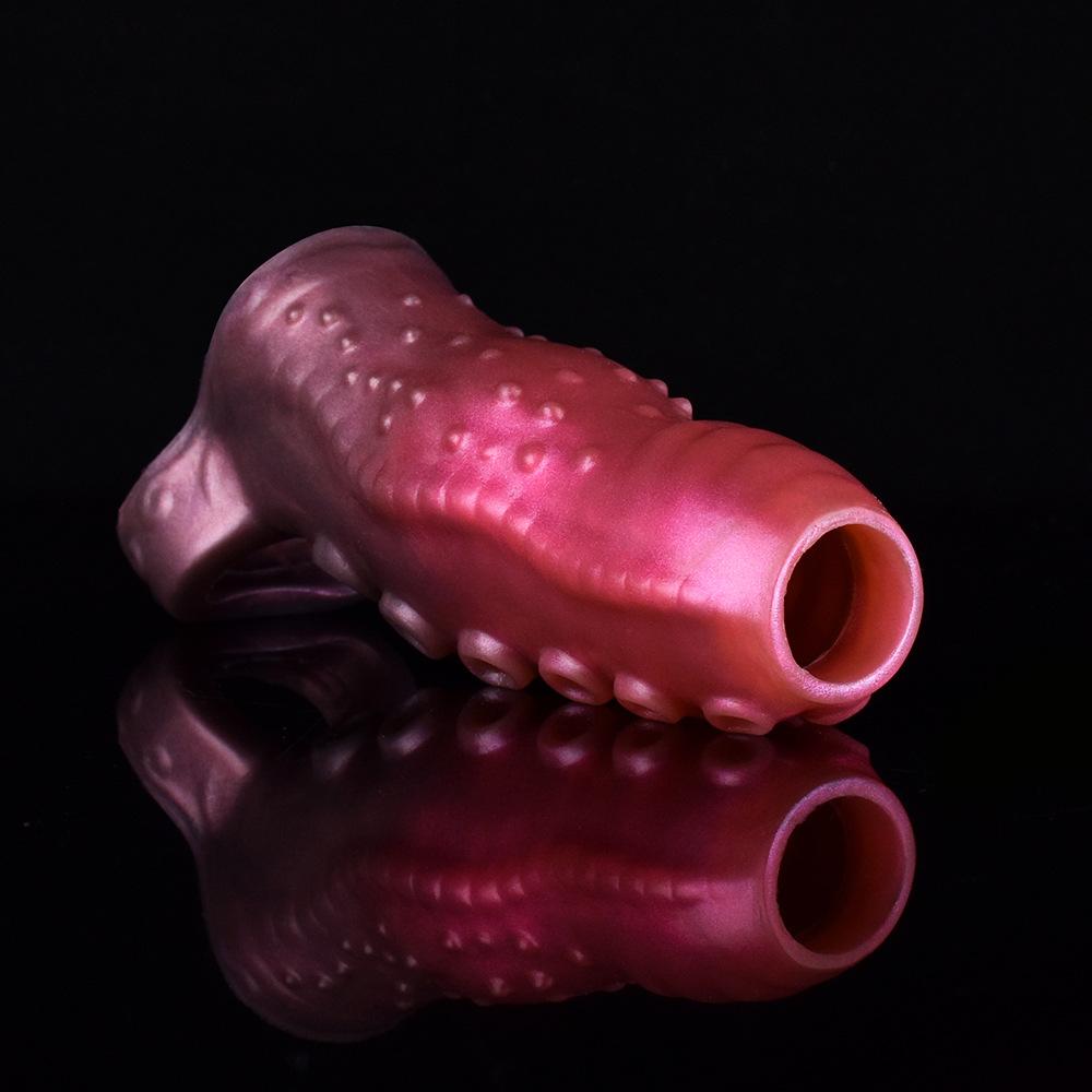Penis Sleeve with Cock Ring, Male Sex Toys Enhance Male Stamina, Reusable Penis Extender, Stretchy Silicone Ring for Enlargement and Prolongation