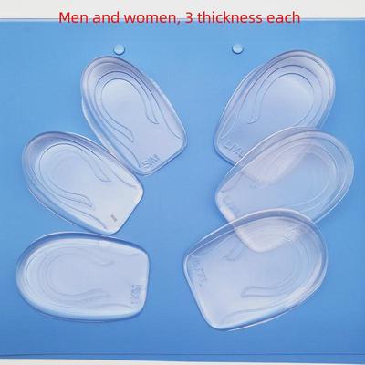 Transparente Silikon-Einlegesohlen zur Erhöhung der Größe für Männer und Frauen – Comfort Q – Elastische, stoßdämpfende, selbstklebende Fersenpolster