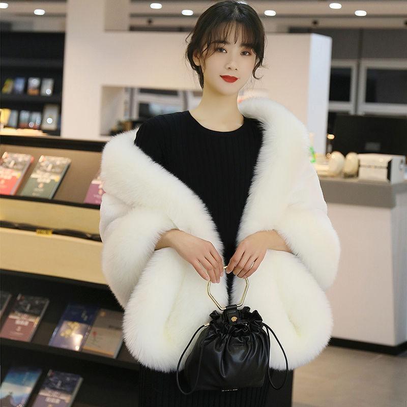 Wedding Shawl Women's Autumn and Winter Imitation Fox Hair Mink Fur Coat Bride Wedding Dress Fashion Warm Cheongsam