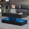 Rectangle LED Coffee Table Modern with Light And Hidden Storage Space Side Hydraulic Lift 100x50x42cm 50kg Load Capacity Living Room Center