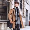 Men S Korean Style Slim Fit Solid Stand Collar Single Breasted Casual Woolen Overcoat