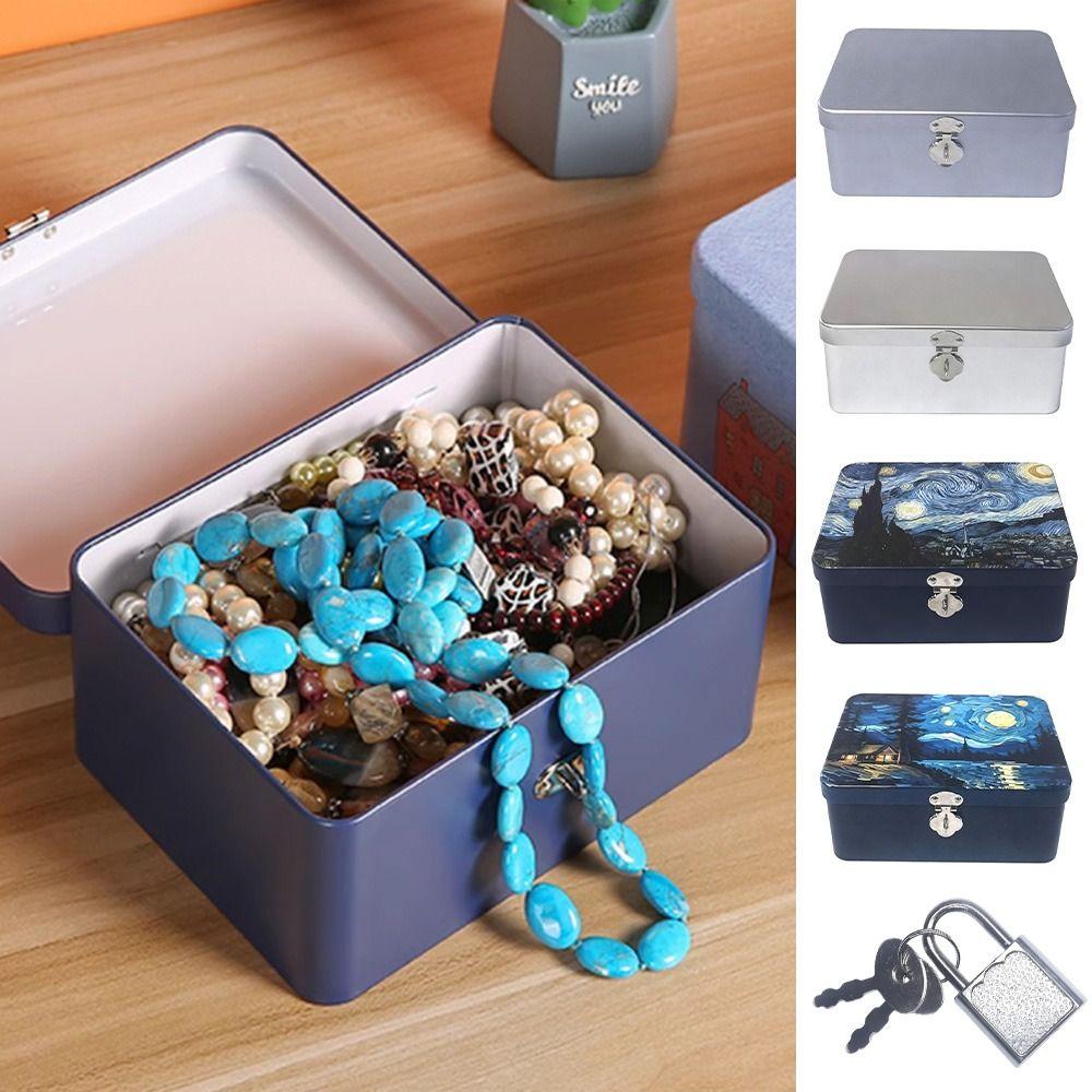 Password Lock Tinplate Box Large Size Password Lock Box Organizer Box Storage Box  Personal Items