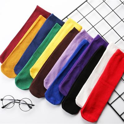 Nuovi calzini traspiranti in cotone per bambini Colore caramella Calzini alti al ginocchio con tubo centrale per bambini Calzini per studenti per ragazze Formato libero 30 cm