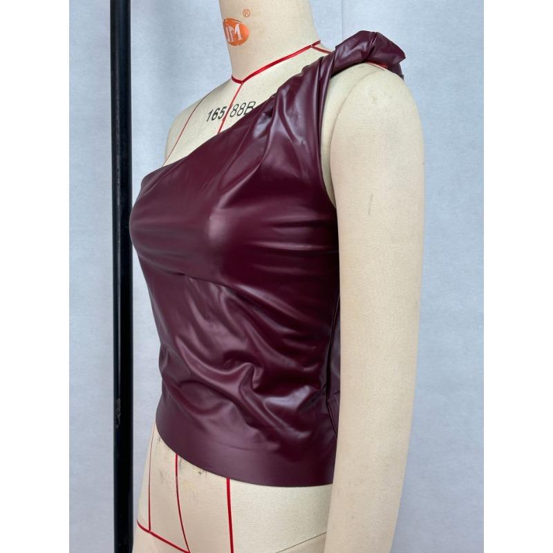 Women's Solid Colour Sleeveless Slant Neck Slim Sexy One Shoulder Top