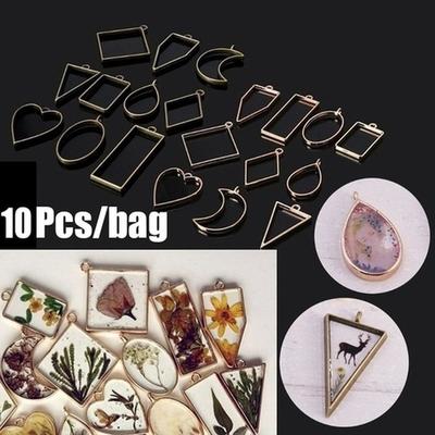 Neue 10 Teile/satz Geometrische Metall Anhänger Rahmen Set DIY Anhänger Herstellung Epoxidharz UV Kristall Formen für Schmuck Halskette