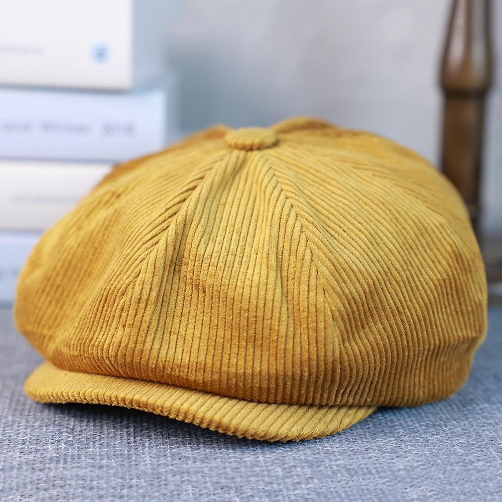 Übergröße 60cm Cord Oktagonale Kappe Herren Trendige Marke Britische Newsboy-Kappe Herren und Damen Vintage All-Match Baskenmütze