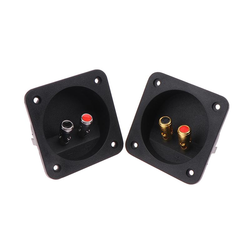 Rear Back Panel Speaker Box Wiring Terminal Plug with 2 Banana Jack Gilded Subwoofer Stereo Round Boxes Plug Speaker Terminal