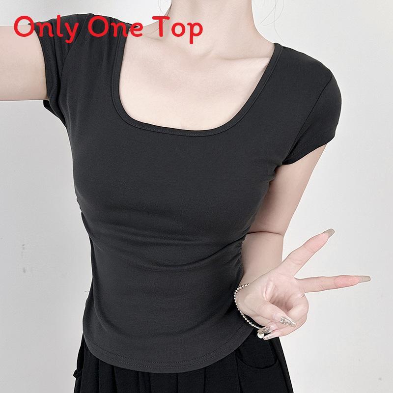 Cotton Short Sleeve T Shirt For Women With Pleated Design For Spring Summer Casual Wear