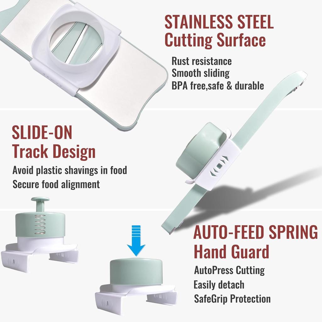 Slicer for Kitchen with Slide-On Hand Guard - Vegetable Chopper, Potato/Onion/Garlic Slicer, Kit
