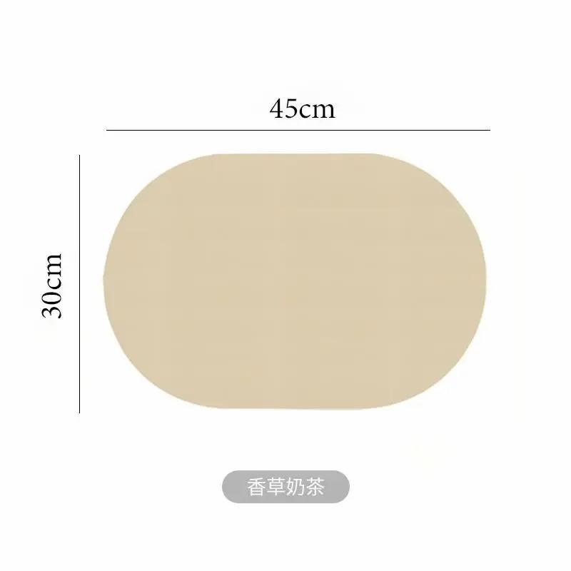 PU Leather Anti-slip Table Mats Kitchen Waterproof Oil-proof High Temperature Resistance Anti-scald Placemat Heat Insulation Pad 30x45cm&Oval