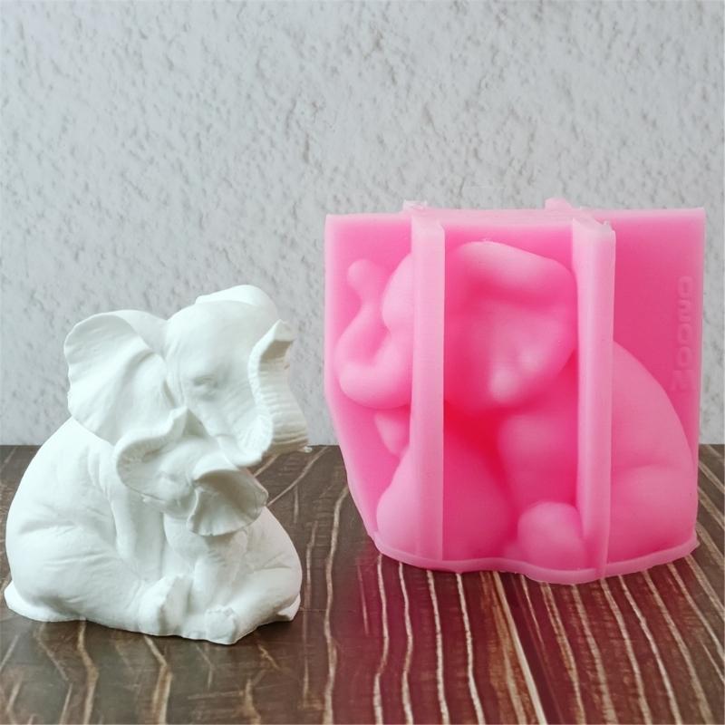 Mother and Child Elephant Molds Silicone Mould Ornament Molds Candle Molds Soap Molds Casting Molds for Home Decoration
