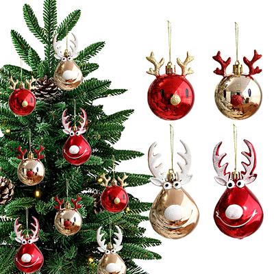 1Pce Pendant Christmas Decorations Family New Year's Party Color Painting Alien Ball Deer Head Ball