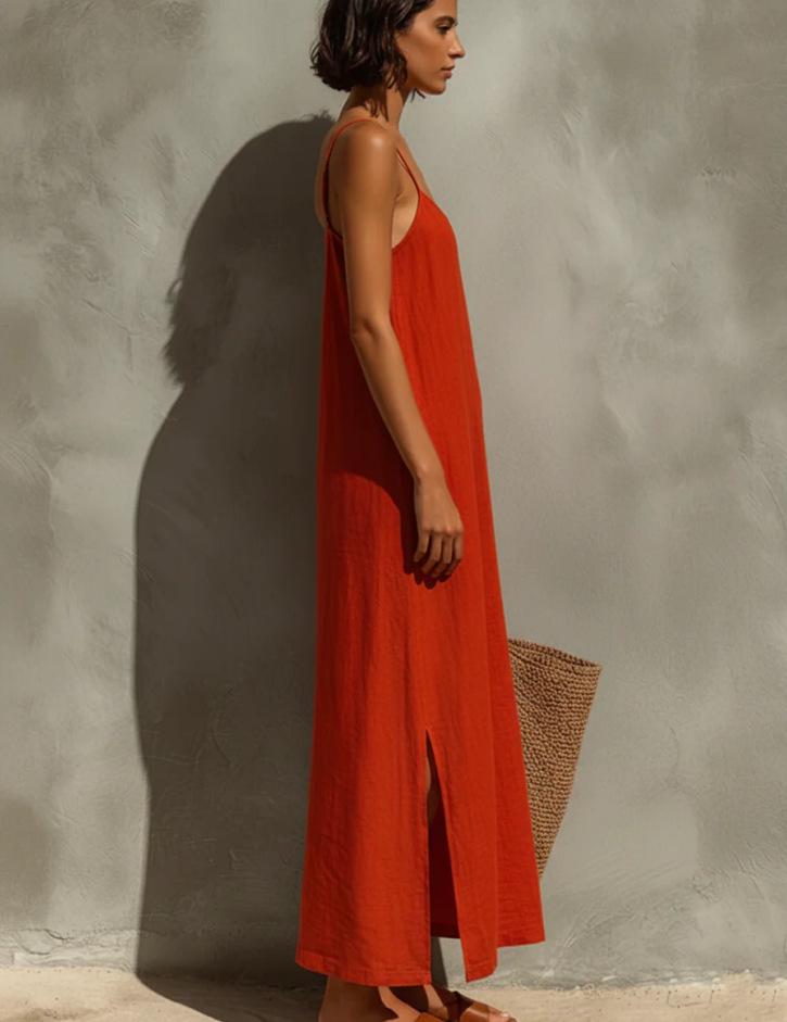 Bohemian Square Neck Adjustable Strap Maxi Dress