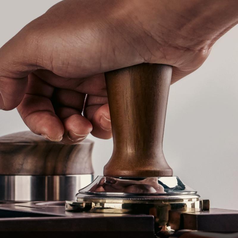 Premium 51/53/58MM Coffee Tamper Wooden Handle Durable DIY Coffee Tool Stainless Steel Base Pressure Hammer Coffee Brewing