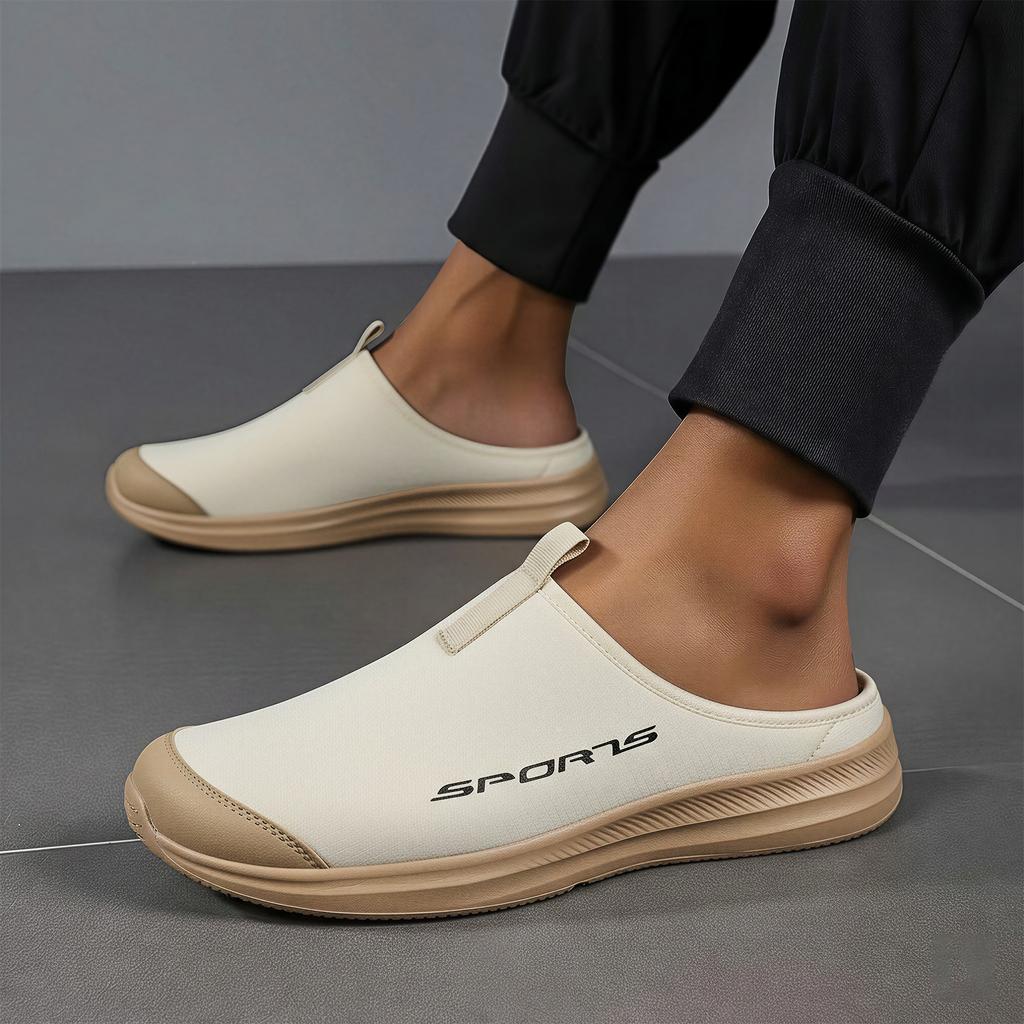 Herren Halbschuhe Große Größe, Sommer Outdoor Atmungsaktive Slip-on Bequemschuhe, Geschlossene Zehenpartie Hinten Offen Lässige Schuhe