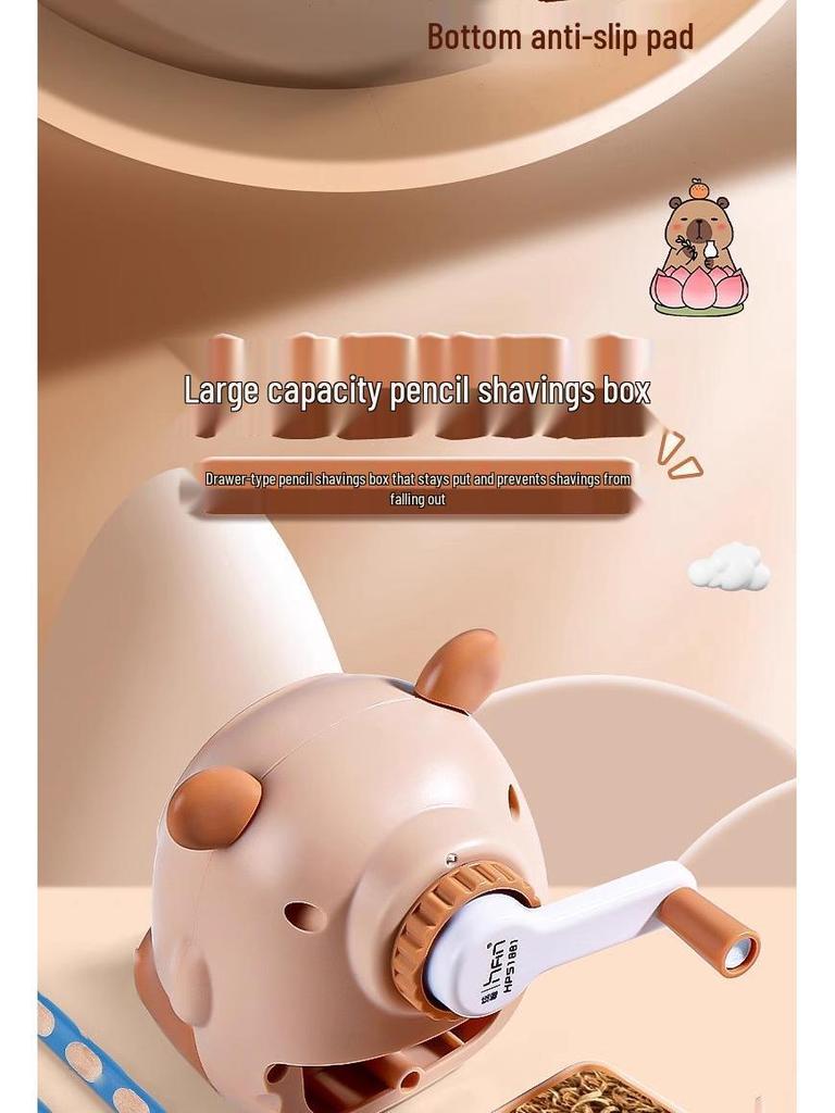 Capybara Cartoon Automatic Hand-Cranked Pencil Sharpener for Students
