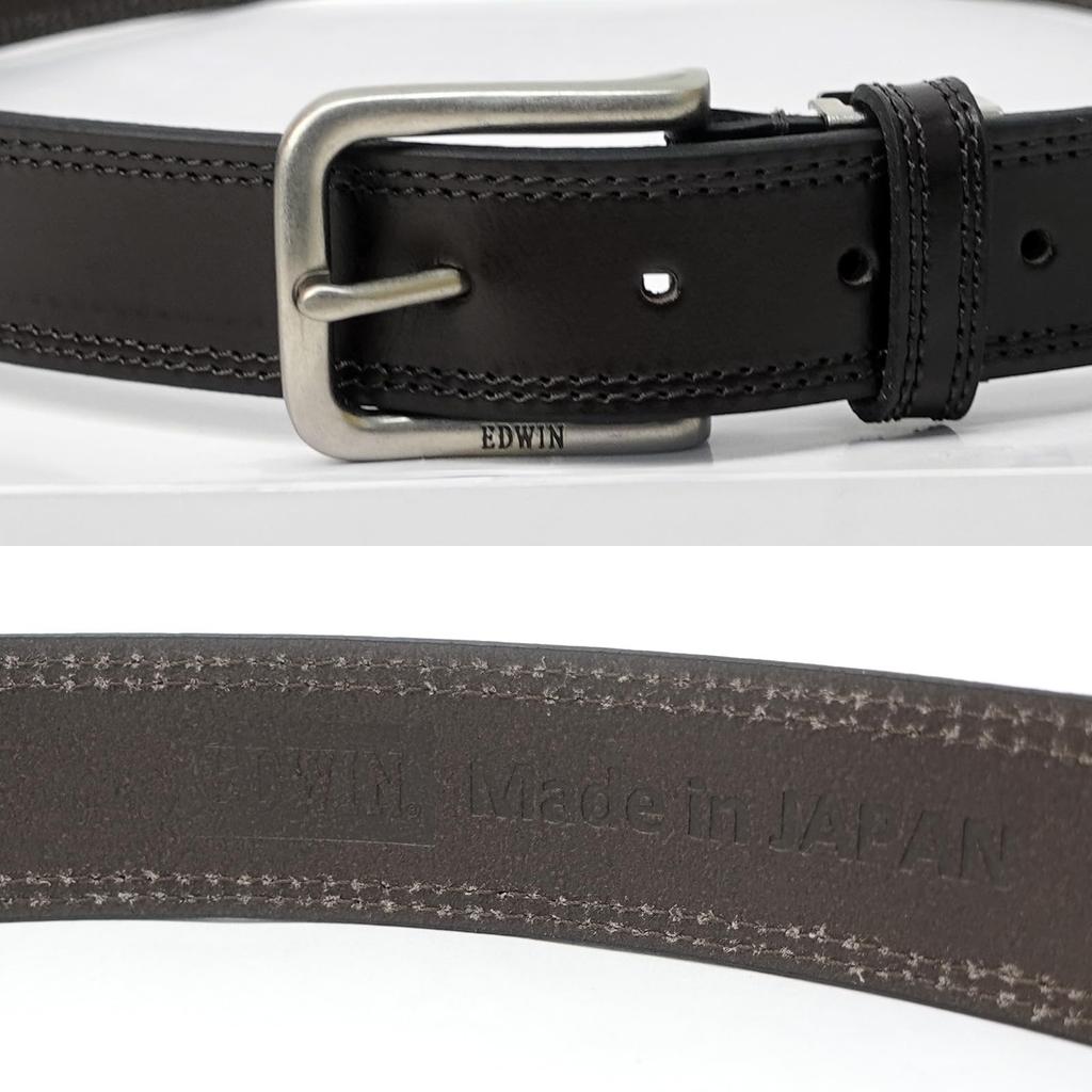 Belt, 35mm Wide, 118cm Long, Made In Japan, Cowhide Leather, Double Stitching, 0111128