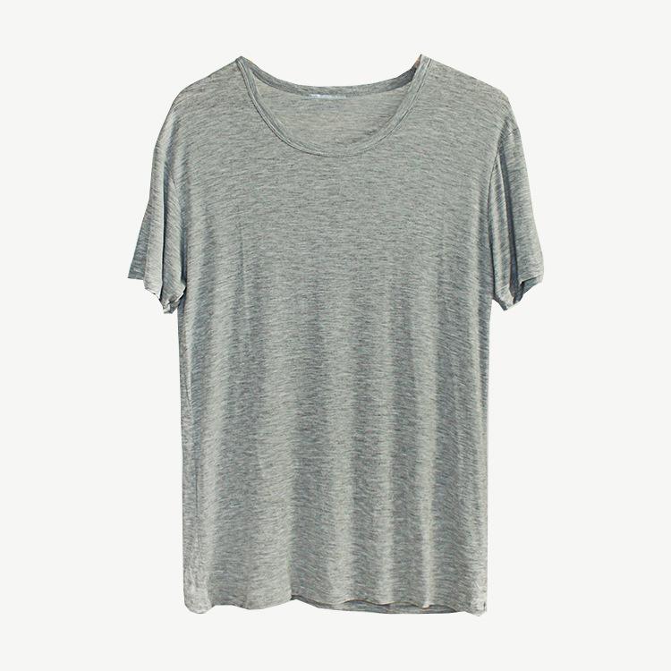 Camiseta masculina elástica de verão, macia, respirável, manga curta, camisetas para dormir, gola redonda, casual, básica, camiseta atlética, academia, treino, casa