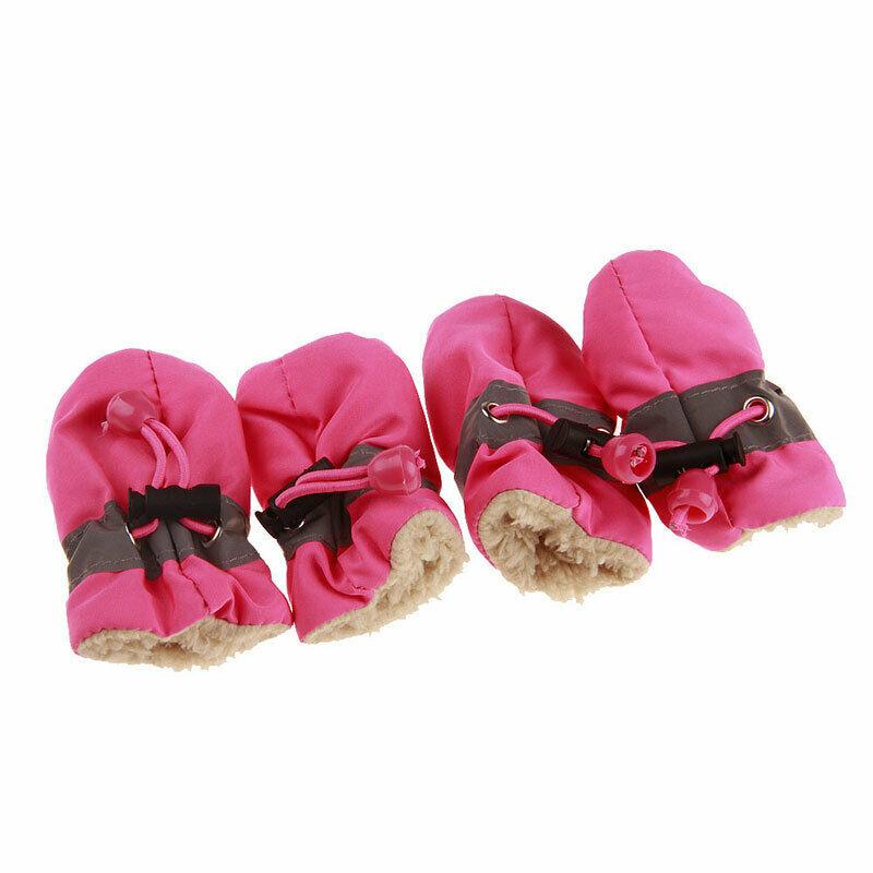 4pcs/set Warm Winter Pet Dog Boots Waterproof Puppy Shoes Protective Anti-slip Apparel for Small Dog Puppy Dogs Socks Booties