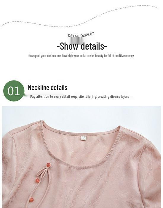 Elegant Plus Size Mid-Sleeve Chinese Style Women's Summer Top