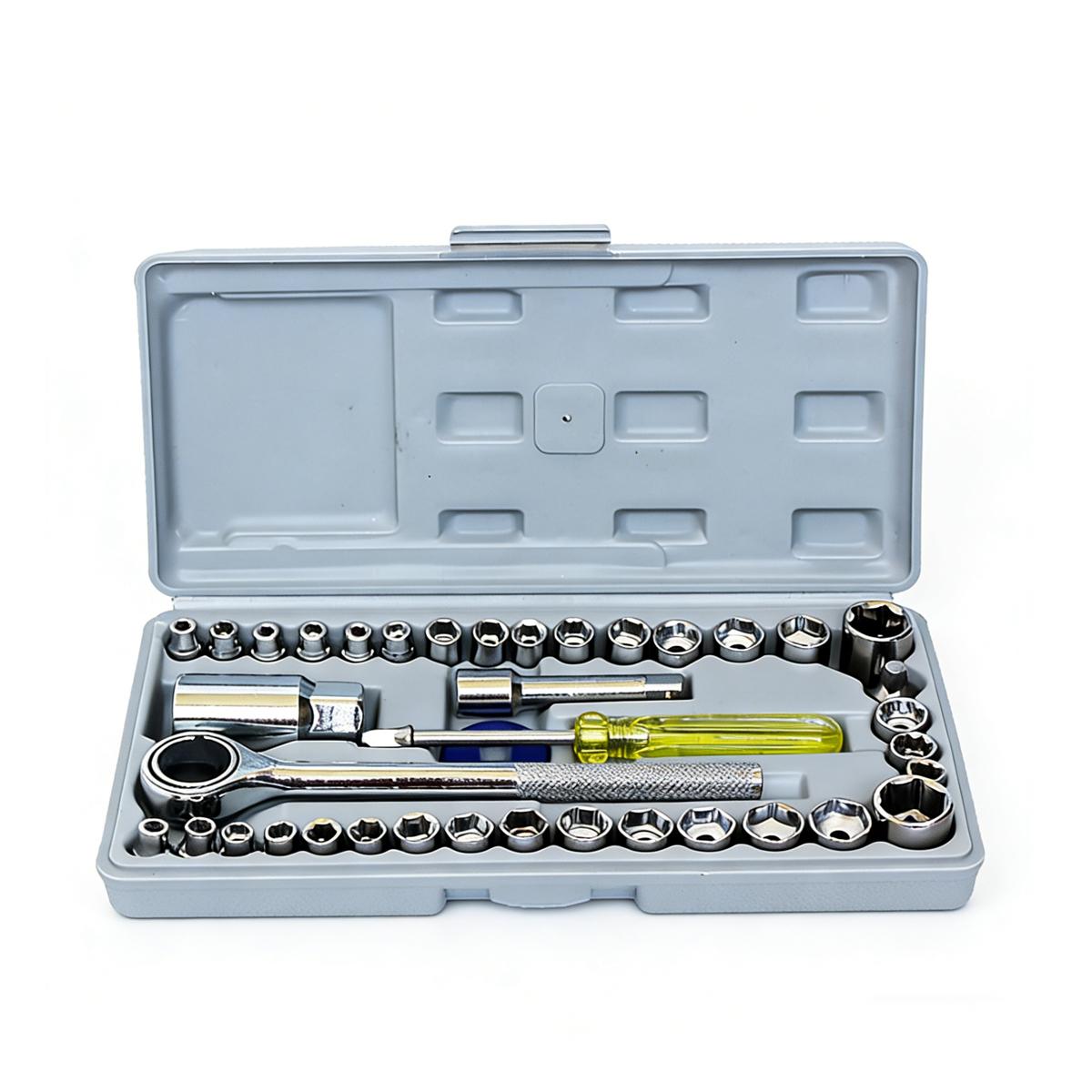 

Tools for Car Disassembly Ratchet Wrench Set Auto Mechanical Tooling Socket Wrenches Tool Kit Several Full Repair Automotive Box серый