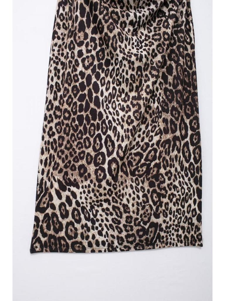Animal Print Pleated Spaghetti Strap Dress - Women's European & American Style Summer Collection