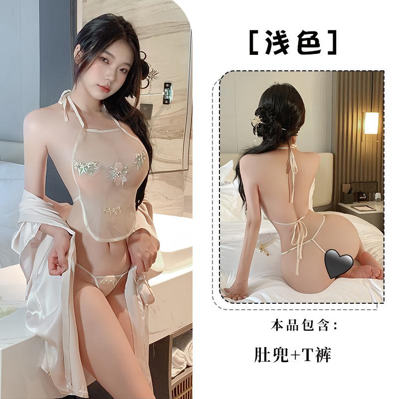 Sex underwear women's belly pocket pure desire temptation uniform bathrobe set qqnyD034