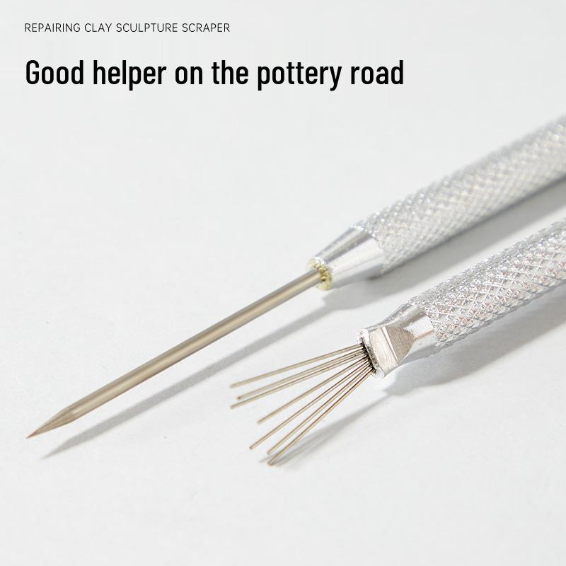 Ceramic Texture Brush & Aluminum Needles for DIY Clay Sculpture Crafting