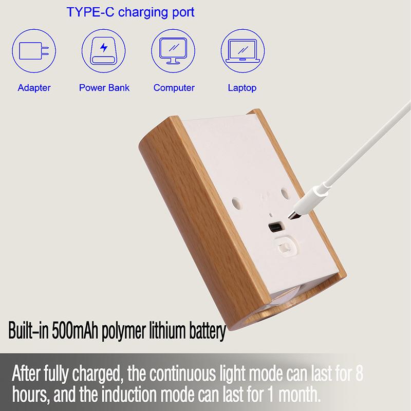 Gift Induction Wall Lamp Sensor Wall Light ED Light for Bathroom Hallway Bedroom Wood LED Multipurpose Magnetic Wall Lamp