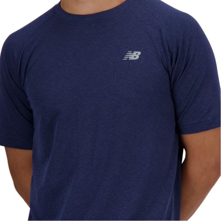 New Balance T Shirts Men's Blue Crew Neck Moderate Straight Fit MT41080-NNY
