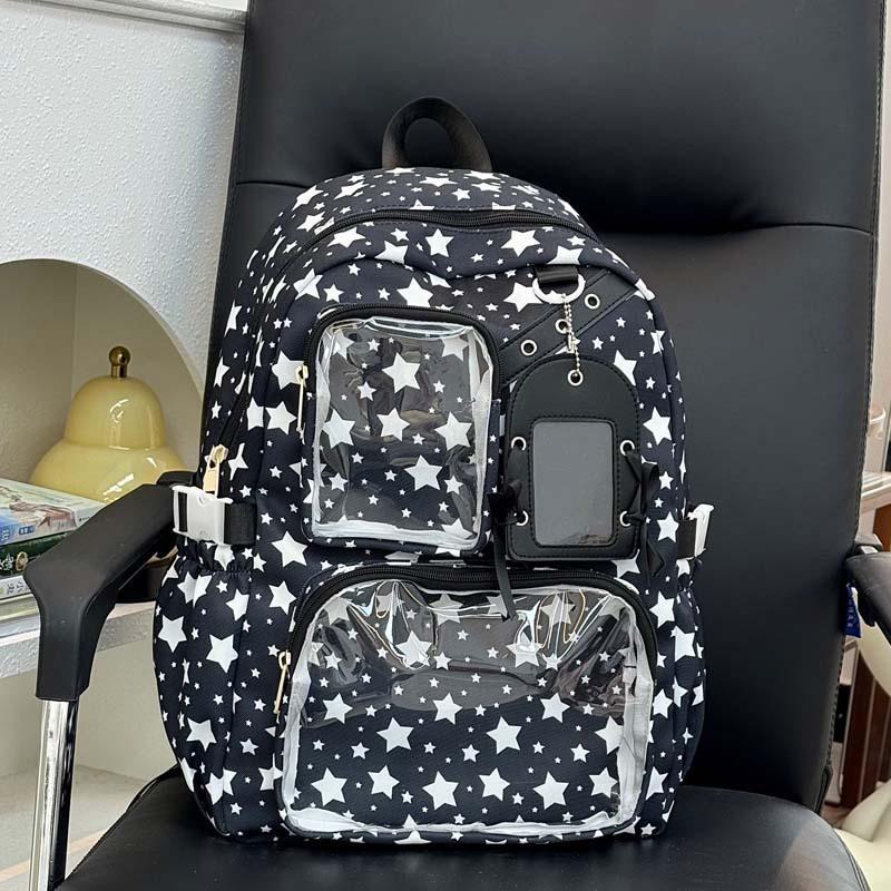 Schoolbag new Korean version ins high value, fresh, sweet and cute star bar pain bag women's lightweight large-capacity backpack