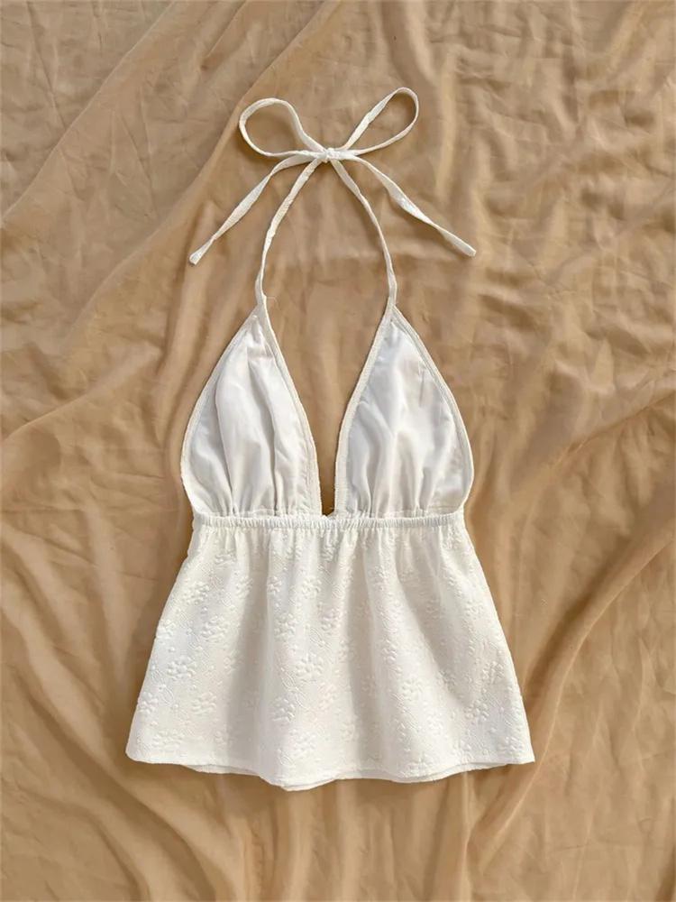 Tank Top phumee Halter Neck Backless Beige A2509